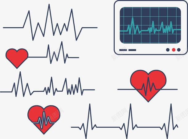 创意心电图矢量图ai免抠素材_88icon https://88icon.com 创意 心电图机 心电图线 爱心 矢量图