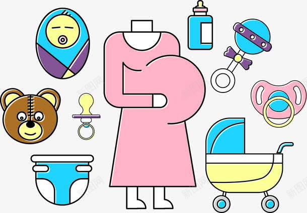 婴儿卡通用品png免抠素材_88icon https://88icon.com 婴儿 推车 玩具 衣物