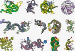 中国古典龙纹图案矢量图素材