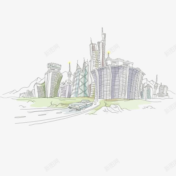 手绘建筑大楼png免抠素材_88icon https://88icon.com 大楼图片 建筑大楼 手绘图片 手绘建筑