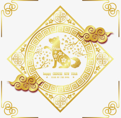 狗年中国风金色装饰图案素材
