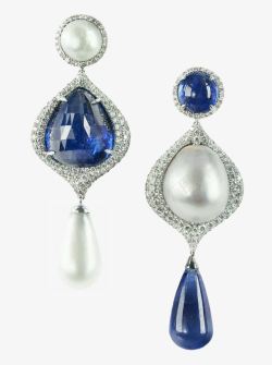 蓝宝石嵌珍珠坠素材