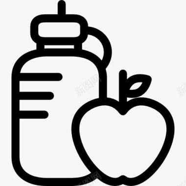 体操运动员的饮料瓶和一个苹果图标图标
