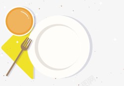 黄色餐布圆形餐盘刀叉高清图片
