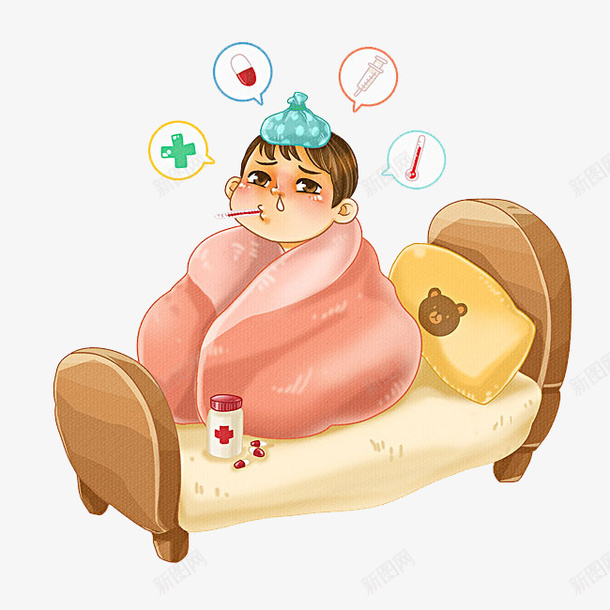 生病的男孩png免抠素材_88icon https://88icon.com PNG图形 PNG装饰 卡通 生病 男孩 被子 装饰