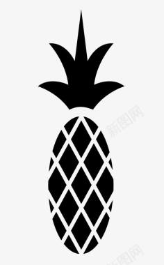 菠萝卡通黑白色菠萝标识矢量图图标图标