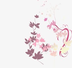 手绘中秋节彩色树叶素材