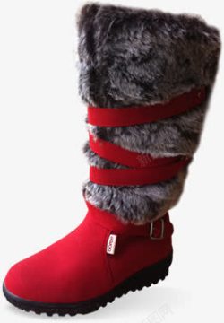 冬日毛靴保暖时尚红色素材