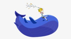 蓝色卡通鲸鱼儿童素材
