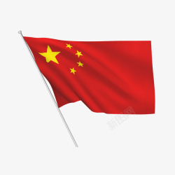 卡通手绘飘扬中国国旗图矢量图素材