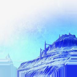 蓝色梦幻山顶海报背景七夕情人节素材