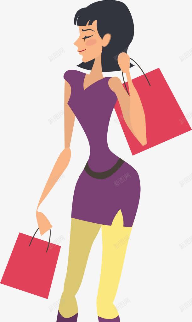 提着袋子的女人插画png免抠素材_88icon https://88icon.com 人物插画 提着袋子 红色手提袋 美丽女人女人插画 购物