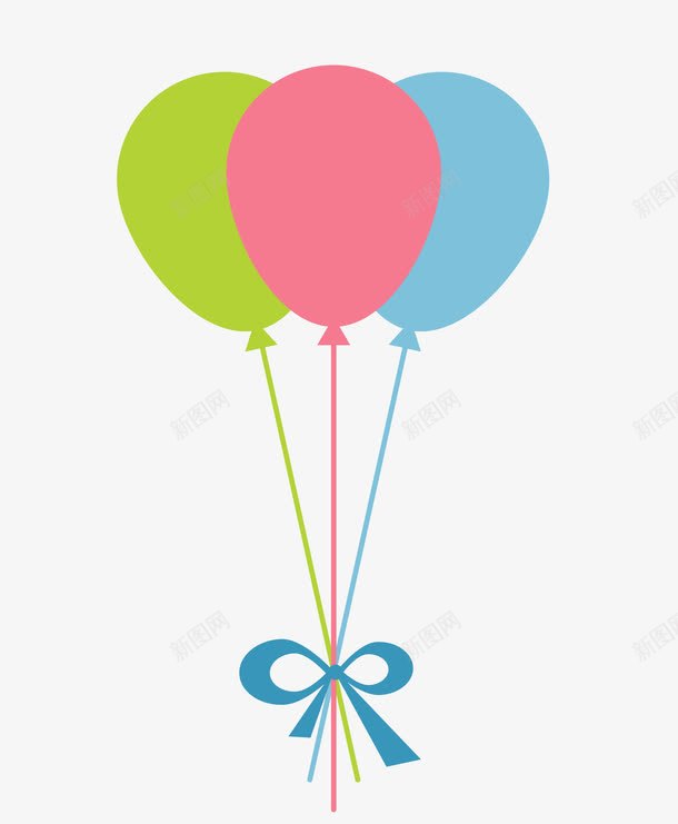 一捆气球png免抠素材_88icon https://88icon.com 一捆 气球 红蓝绿 蝴蝶结