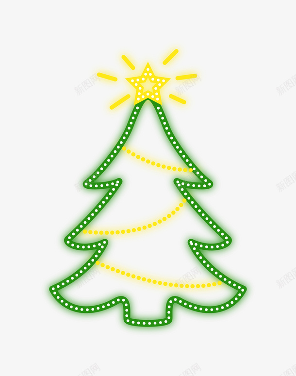 圣诞节霓虹发光圣诞树png免抠素材_88icon https://88icon.com 圣诞树 圣诞节 时尚 矢量图案 绿色 霓虹发光