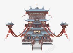 古楼手绘素材