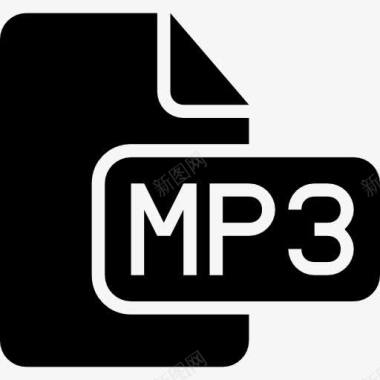 MP3文件类型的黑色界面符号图标图标