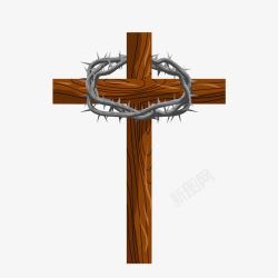 卡通耶稣捆绑十字架藤条素材