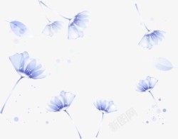 蓝色梦幻花卉底纹素材