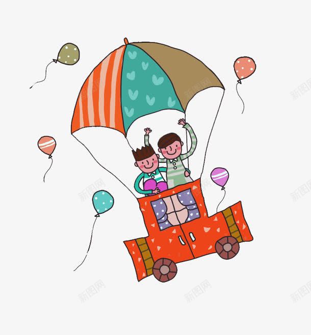 卡通热气球上的儿童png免抠素材_88icon https://88icon.com 人物 儿童 卡通 孩子 手绘 热气球