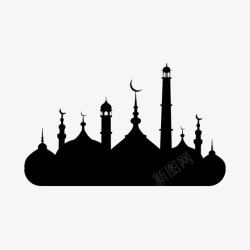 伊斯兰清真寺剪影素材