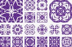 紫色对称中式花边素材