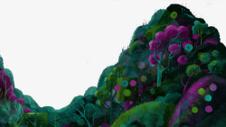 手绘高山植物图案素材
