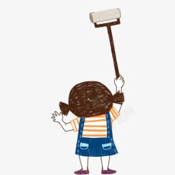 卡通手绘小女孩素材