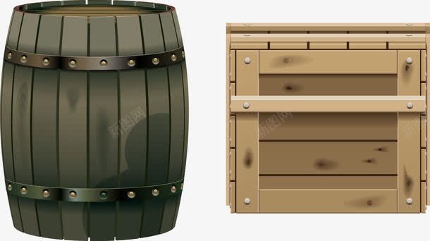 酒庄木桶木箱png免抠素材_88icon https://88icon.com 免费下载 木桶 木箱 酒庄