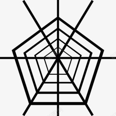 几何形五角大厦的蜘蛛网图标图标