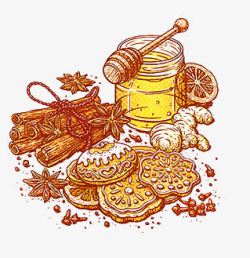 饼干面包蜂蜜香料图案素材