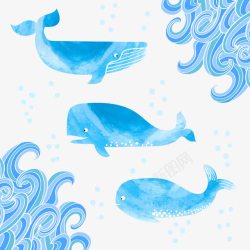 装饰蓝色鲸鱼矢量图素材