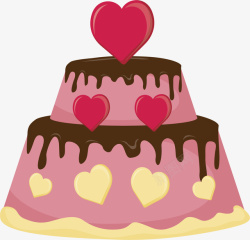 粉红爱心双层蛋糕矢量图素材