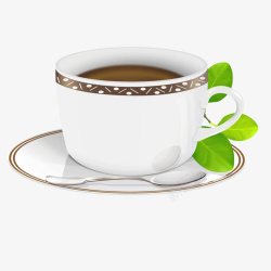 白色瓷杯咖啡勺子矢量图素材