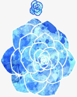 蓝色浪漫水彩花朵素材