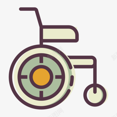 医疗扁平化小图标灰色手绘轮椅医疗图标图标