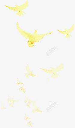 黄色意境飞舞白鸽素材