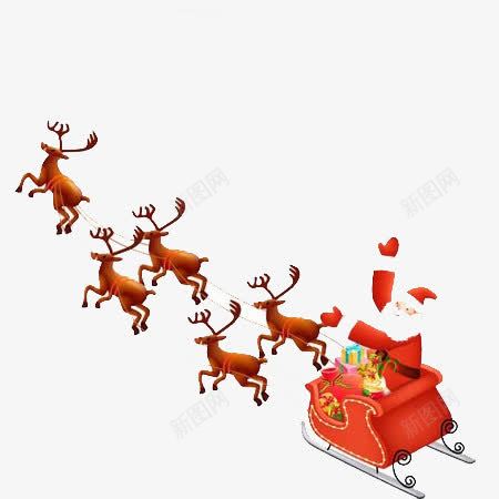 拉雪橇圣诞老人png免抠素材_88icon https://88icon.com 卡通 圣诞老人 拉雪橇 送礼物