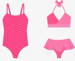 三点式泳衣粉红色三点式高清图片