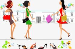 时尚购物女性逛街素材