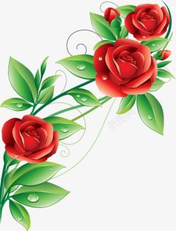 手绘玫瑰花束素材