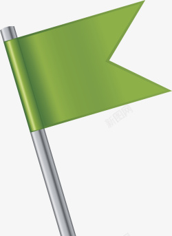 灰色旗杆手绘绿色旗子旗杆高清图片