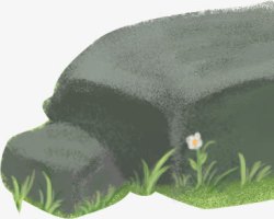 黑色手绘岩石花朵素材