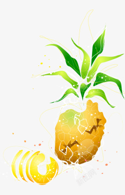 卡通手绘黄色菠萝矢量图素材