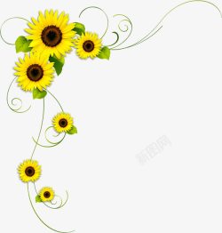 清新自然黄色花朵边框装饰素材