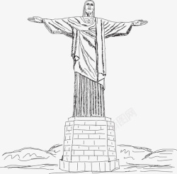手绘里约热内卢基督像矢量图素材