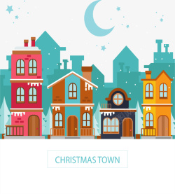 美丽可爱的圣诞节小镇矢量图素材