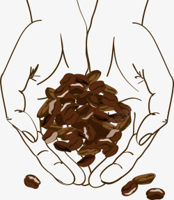 褐色手捧咖啡豆素材