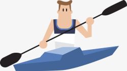 卡通男生体育运动健身锻炼划船素材