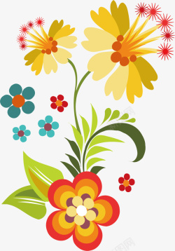 艳丽花卉装饰图案矢量图素材
