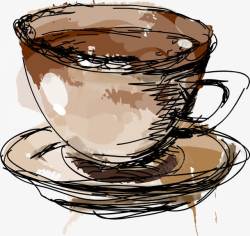 咖啡杯手绘线条素材